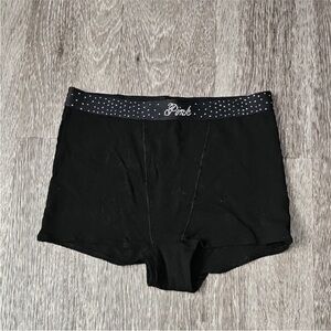 PINK Victoria's Secret Black Boxer Undies High Rise Sz Small Bing!! Nwots